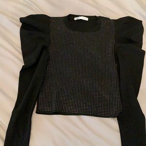 Zara sparkly puff shoulder shirt. Great condition like new.